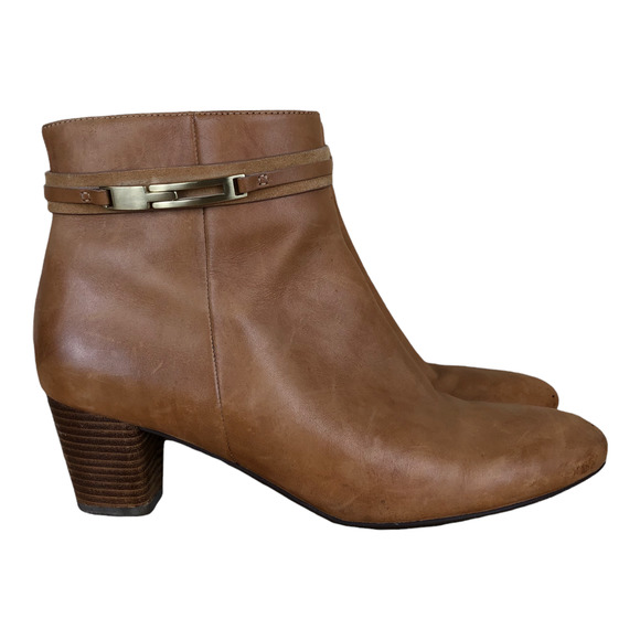 ECCO Leather Ankle Boots Brown Booties with Buckle Detailing Womens size 8 - Picture 6 of 13